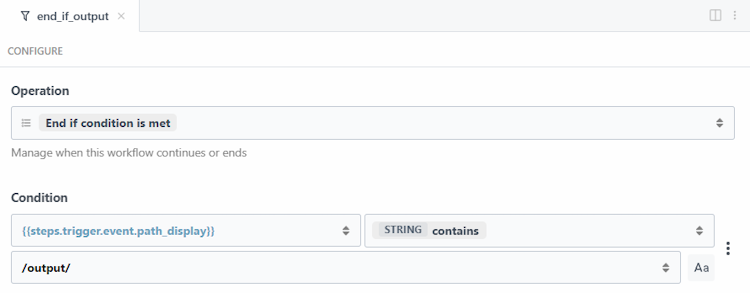 Declaring the end condition