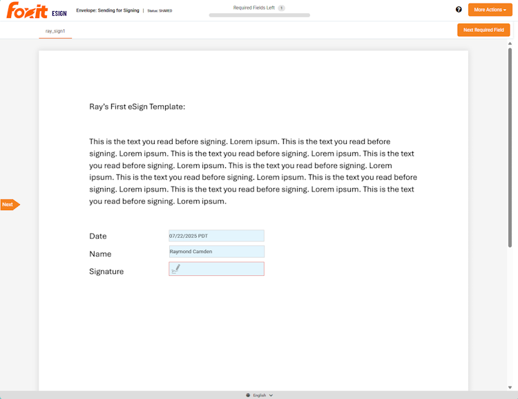 Document prepared for signing